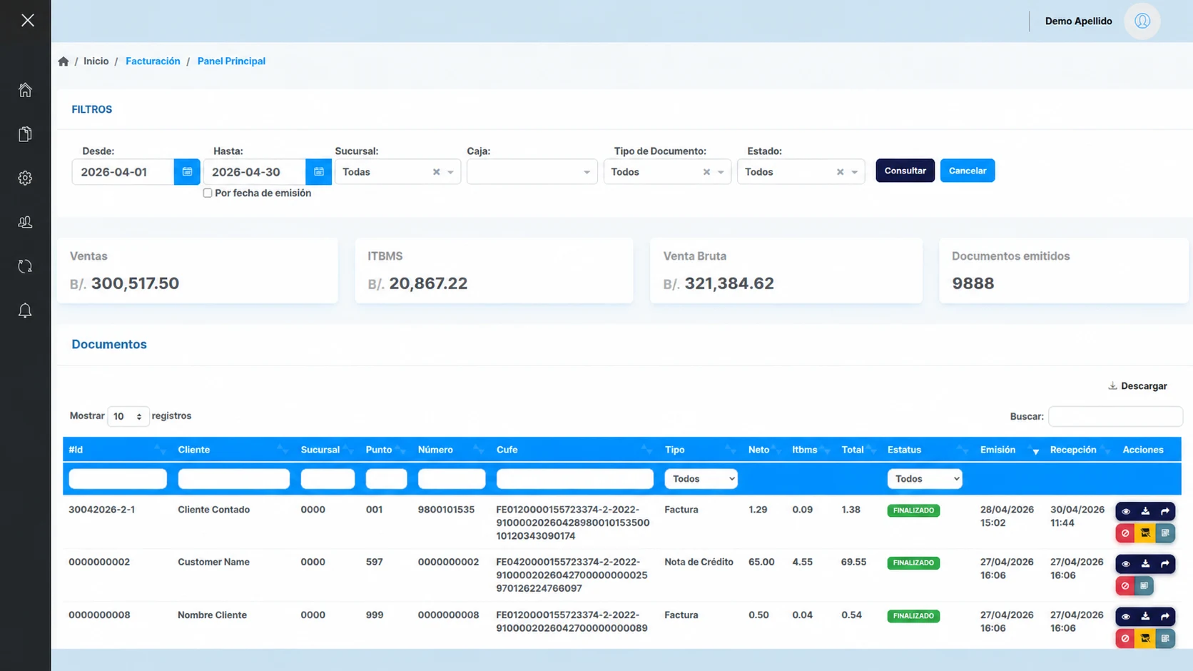 FácilWeb — dashboard de facturación electrónica